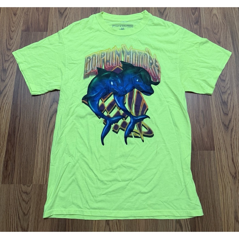 Pink Dolphin Dolphin Motors Graphic T Shirt Men's Medium Streetwear Neon